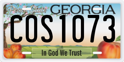 GA license plate COS1073