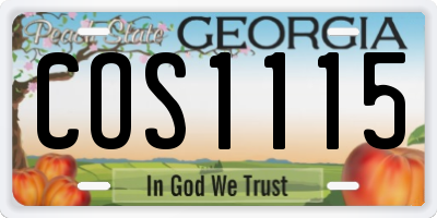 GA license plate COS1115