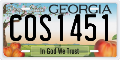 GA license plate COS1451