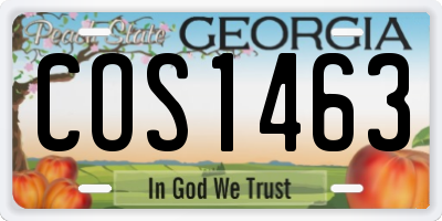 GA license plate COS1463