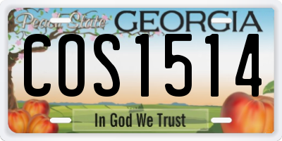 GA license plate COS1514