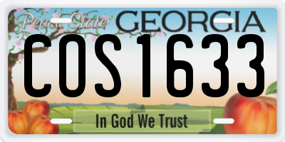 GA license plate COS1633