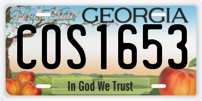 GA license plate COS1653