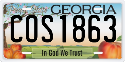 GA license plate COS1863