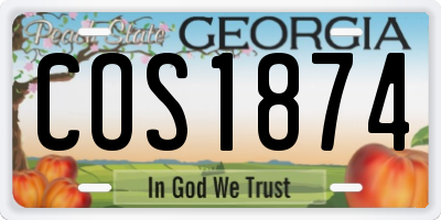 GA license plate COS1874