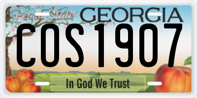 GA license plate COS1907