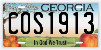 GA license plate COS1913