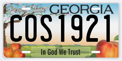 GA license plate COS1921