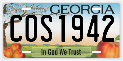 GA license plate COS1942