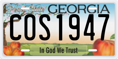 GA license plate COS1947