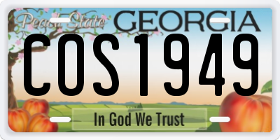 GA license plate COS1949