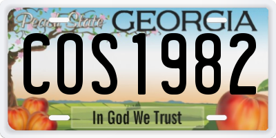 GA license plate COS1982