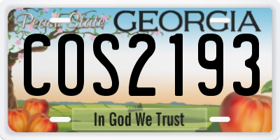 GA license plate COS2193