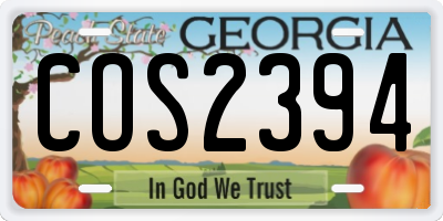 GA license plate COS2394