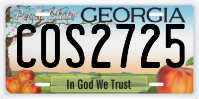 GA license plate COS2725