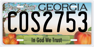 GA license plate COS2753