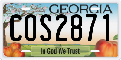 GA license plate COS2871