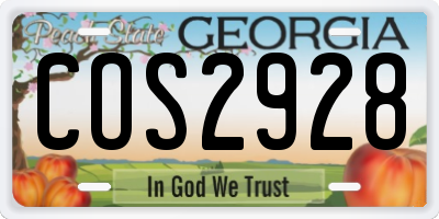 GA license plate COS2928