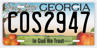 GA license plate COS2947