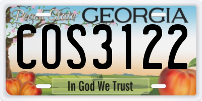 GA license plate COS3122