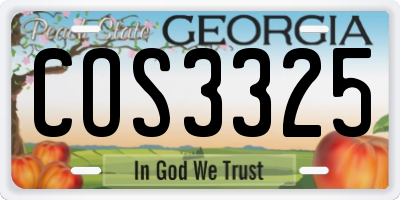 GA license plate COS3325