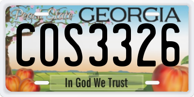GA license plate COS3326