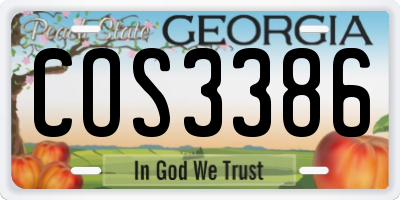 GA license plate COS3386