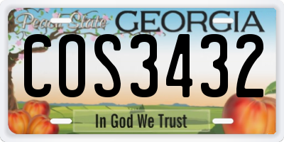 GA license plate COS3432