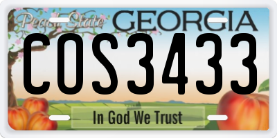 GA license plate COS3433