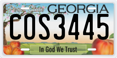 GA license plate COS3445