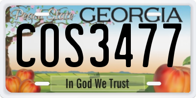 GA license plate COS3477