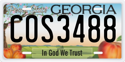 GA license plate COS3488