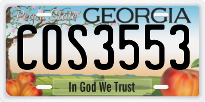 GA license plate COS3553