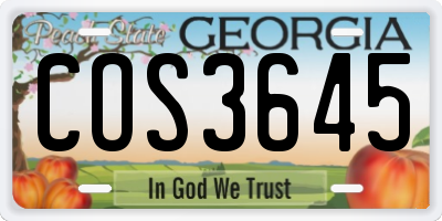GA license plate COS3645