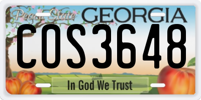 GA license plate COS3648