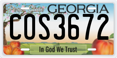 GA license plate COS3672