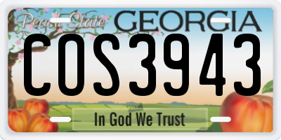 GA license plate COS3943
