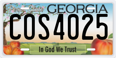 GA license plate COS4025
