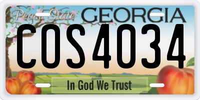 GA license plate COS4034