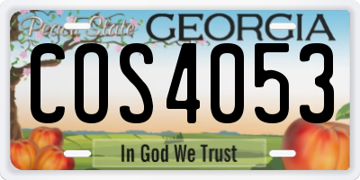 GA license plate COS4053