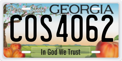 GA license plate COS4062