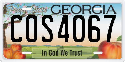 GA license plate COS4067