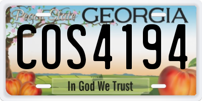 GA license plate COS4194