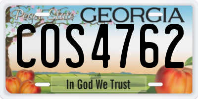 GA license plate COS4762