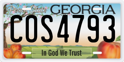 GA license plate COS4793