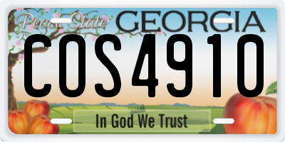 GA license plate COS4910