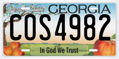 GA license plate COS4982