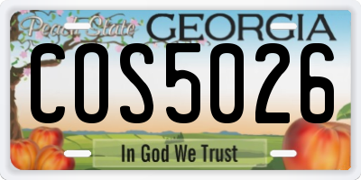 GA license plate COS5026