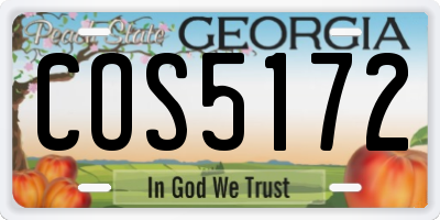 GA license plate COS5172