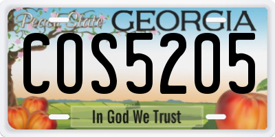 GA license plate COS5205
